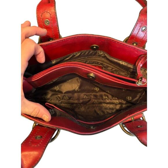Aldo Red Leather Handbag With Buckle Detailing & Zip Closure - Picture 6 of 14